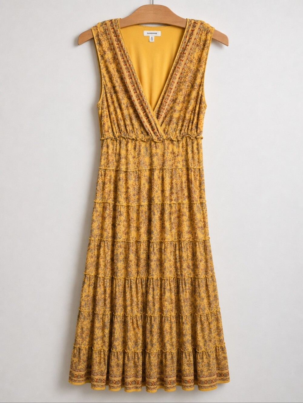 Max Studio Yellow Floral Boho Maxi Dress Size Small
